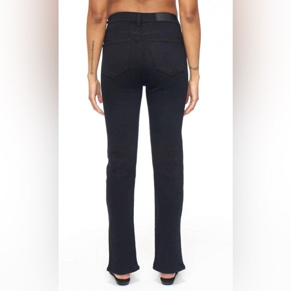 Pistola Teagan Slit Hem High-Rise Straight Jeans in black dark vinyl size 32 - Picture 2 of 7